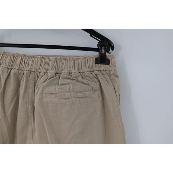 Unrecorded shorts men's Large 5.5" Drawstring beige organic cotton elastic waist - Picture 4 of 9